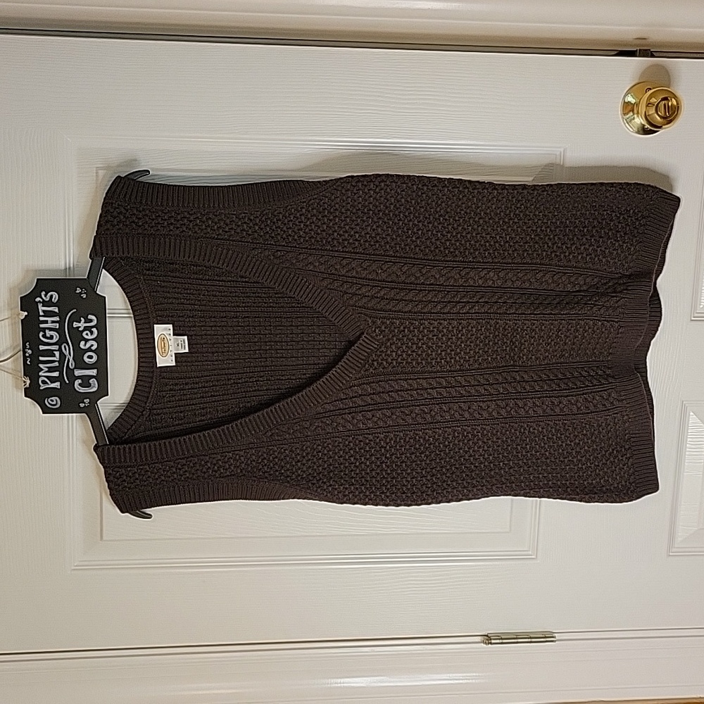 Talbots XL Petite Vest Brown V-Neck